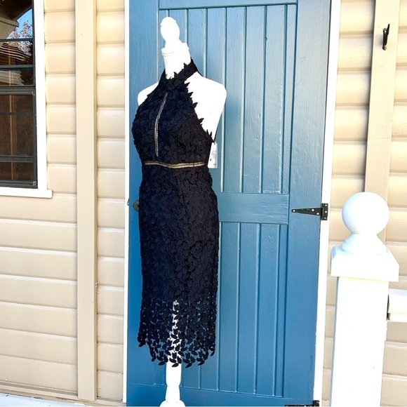BARDOT  Halter  Lace Dress Knee Length Sheath Size 6 - Picture 3 of 10